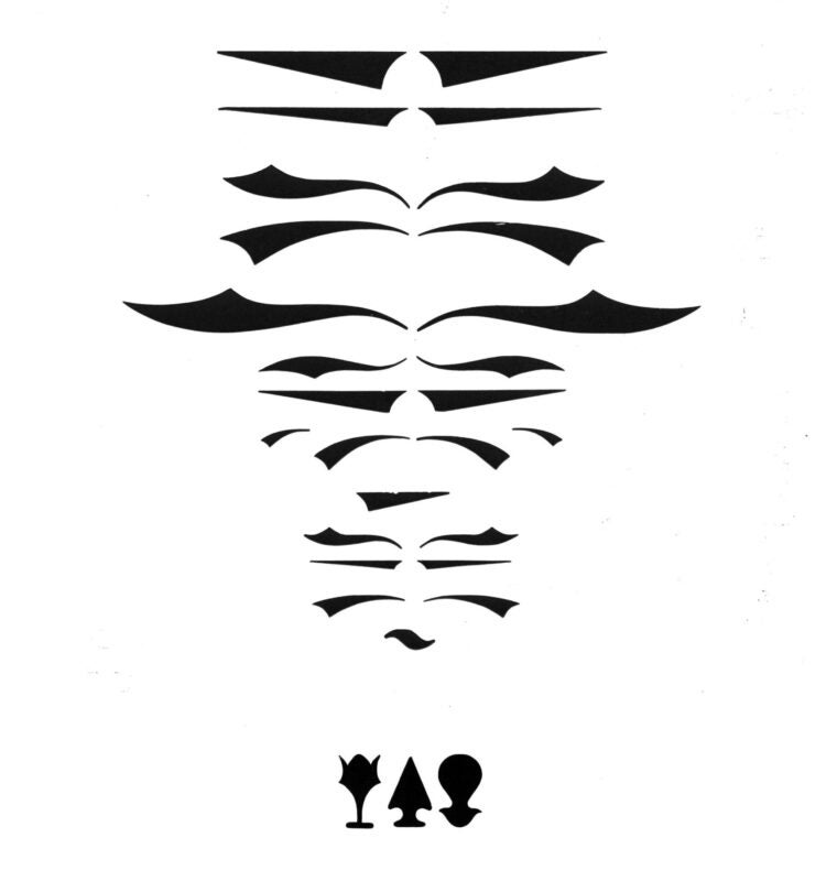 swashes and pointers arranged in pairs