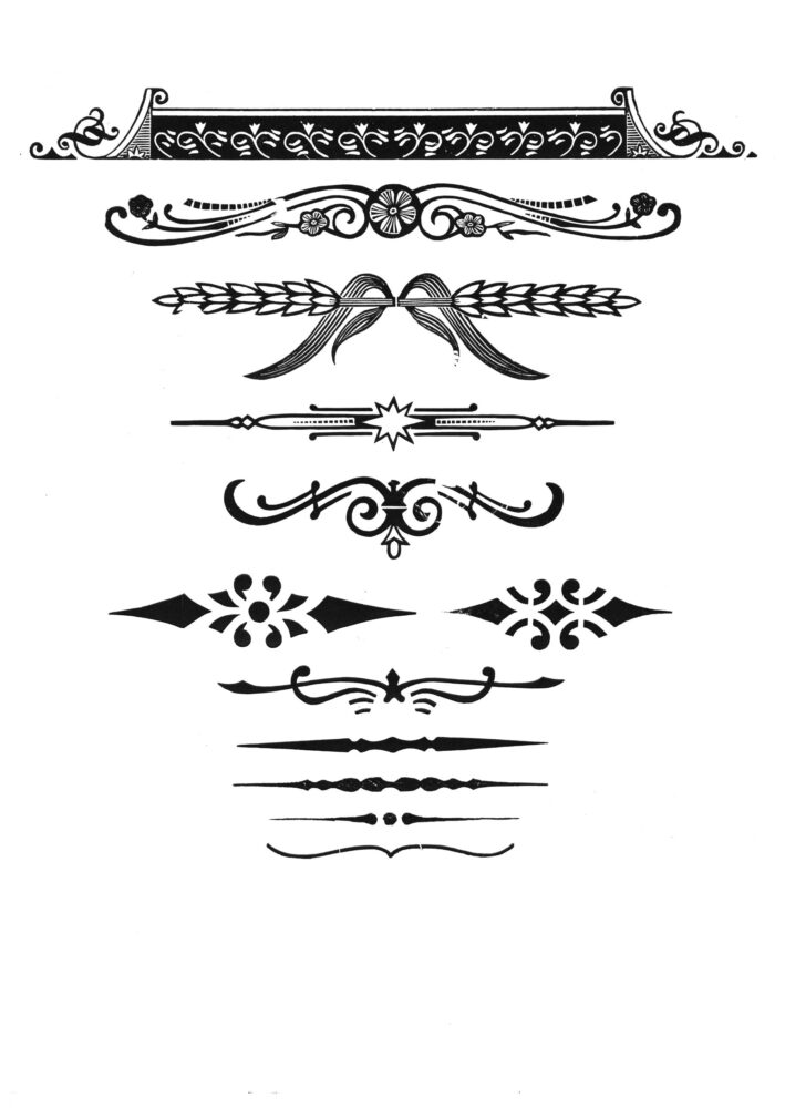 large intricate and plain ornament and header or border pieces
