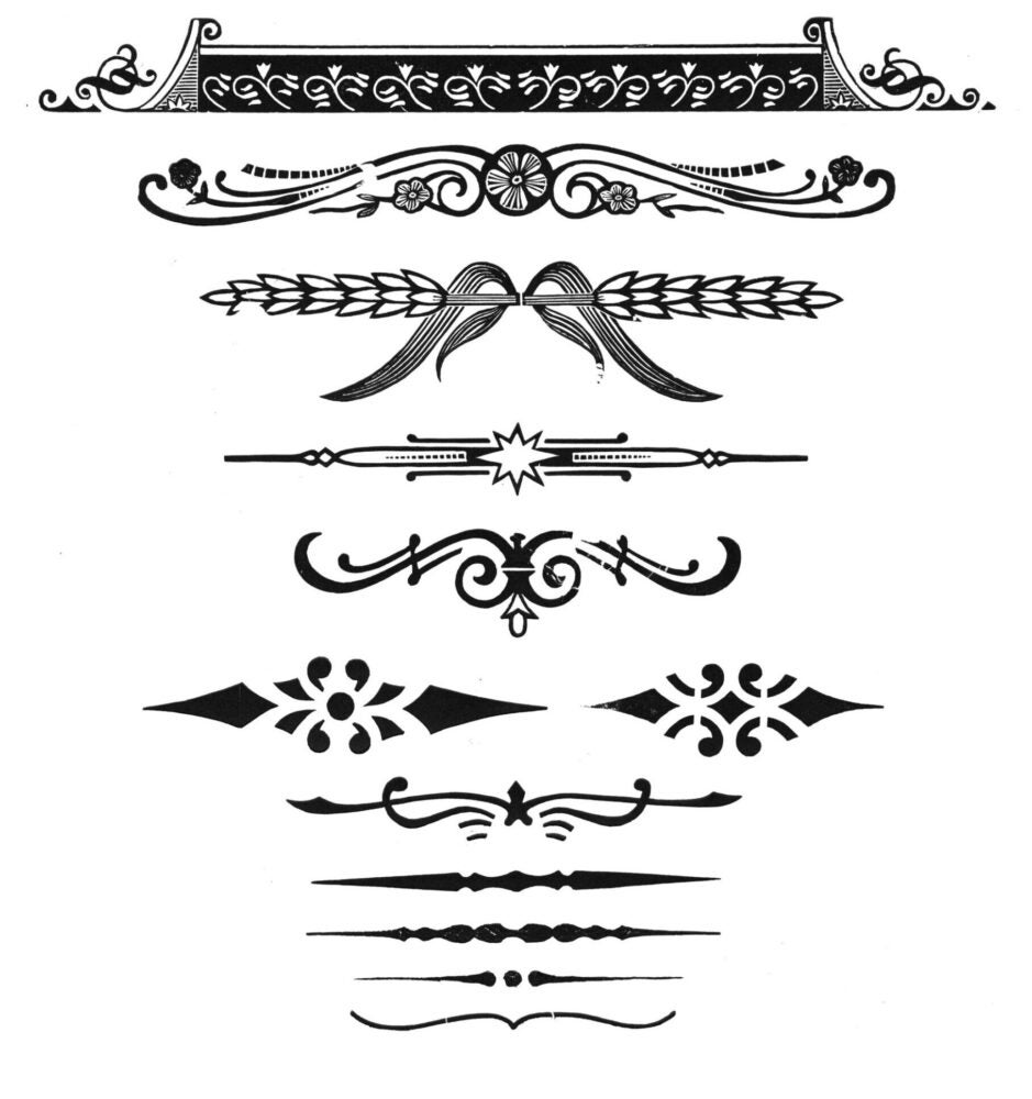 large intricate and plain ornament and header or border pieces