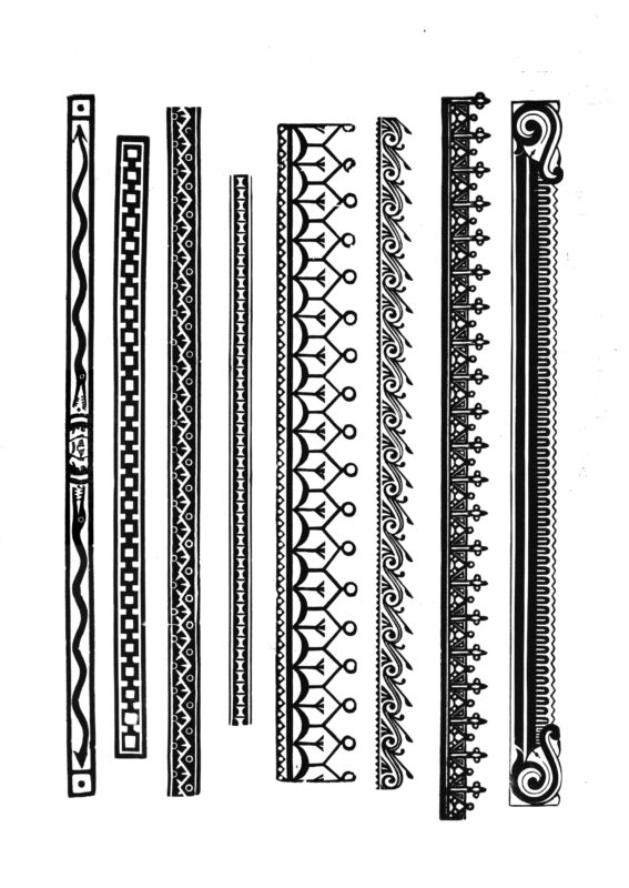 long rules and border pieces with intricate designs