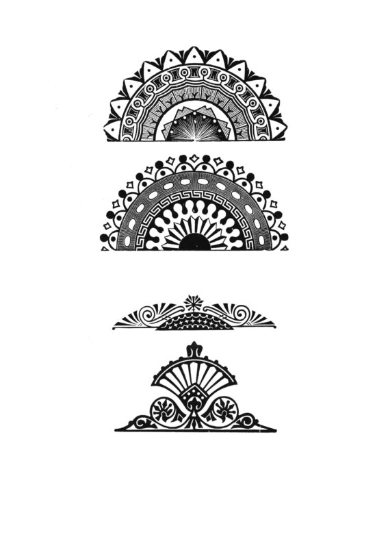 intricate half round shaped ornaments
