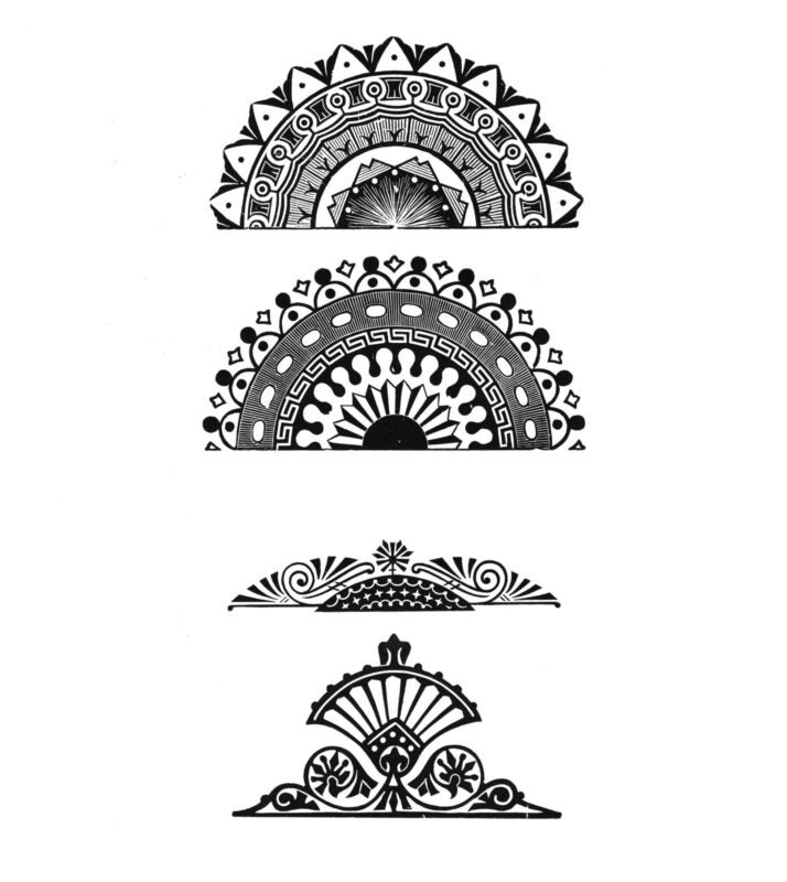 intricate half round shaped ornaments