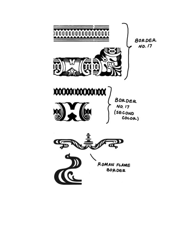 two sets of of combination borders that layer together to create two-color prints