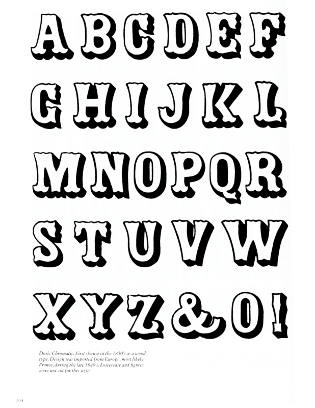 Doric Shade specimen book page from American Wood Type 1828-1900 by Rob Roy Kelly