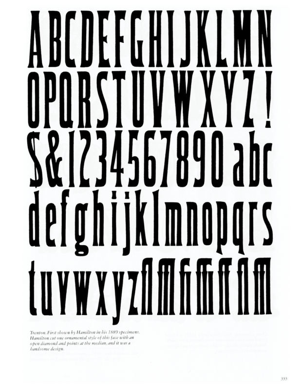 Trenton specimen book page from American Wood Type 1828-1900 by Rob Roy Kelly