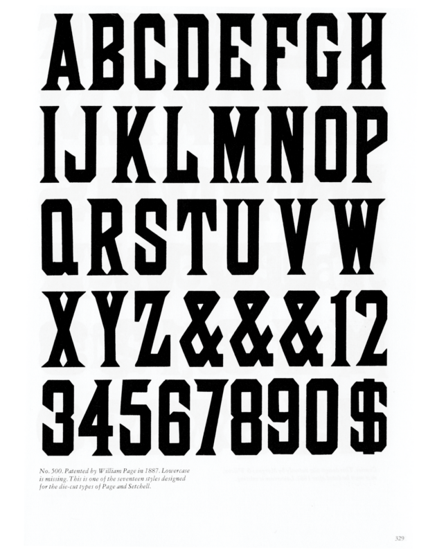 No. 500 specimen book page from American Wood Type 1828-1900 by Rob Roy Kelly