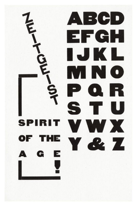 letterpress print wood type specimen from the Rob Roy Kelly American Wood Type Collection Folio Revisited, uppercase letters and numbers printed in a single layer using black ink