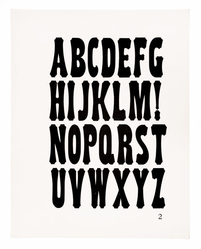 a large gothic-style typeface printed in black on white paper