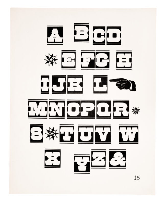 Antique-style typeface, star ornaments, and an index pointing left printed in black on white paper.