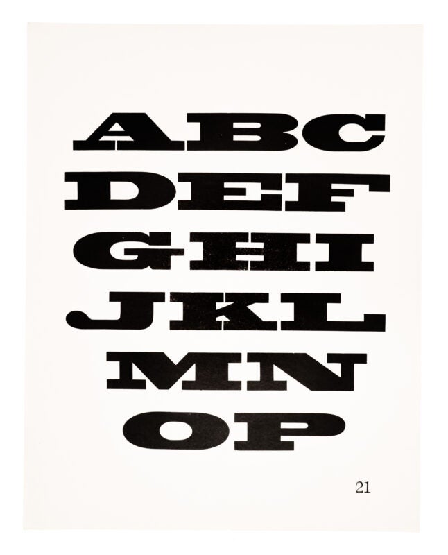 A-P of an antique-style typeface printed in black on white paper.