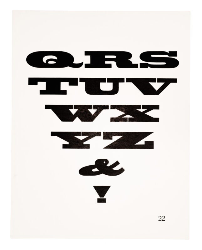 Q-Z & ! in an antique-style typeface printed in black on white paper.