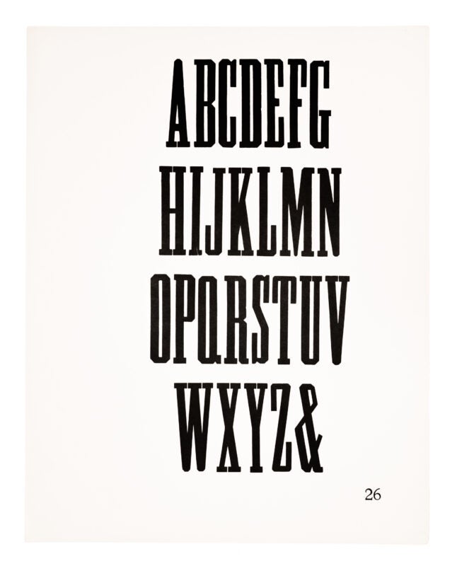 An antique-style typeface printed in black on white paper.