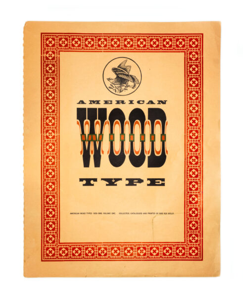 the the bound paper cover of Kelly’s original folio, titled American Wood Types, 1828-1900, Volume I