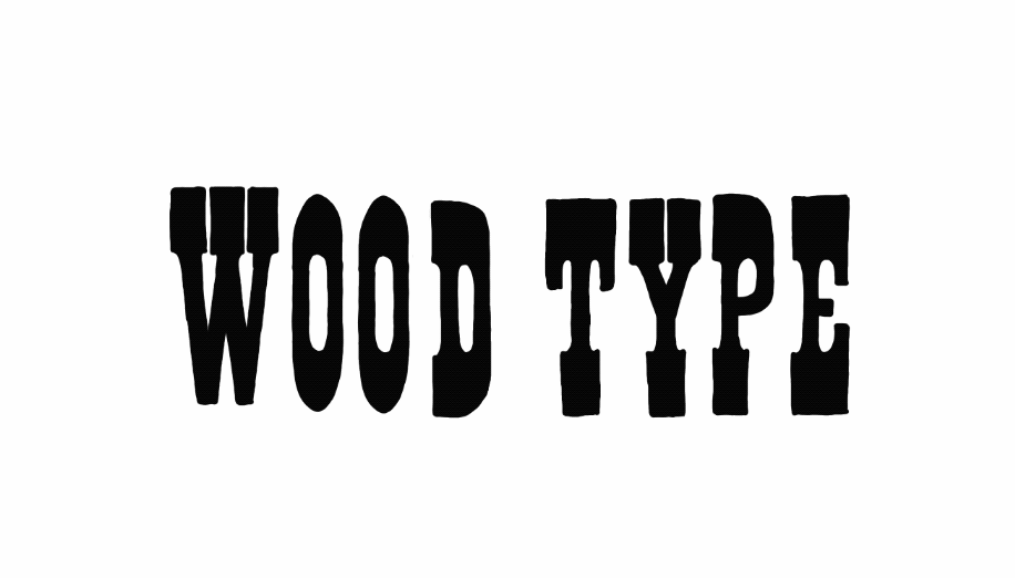 Jumping letters saying "Wood Type," moving left to right